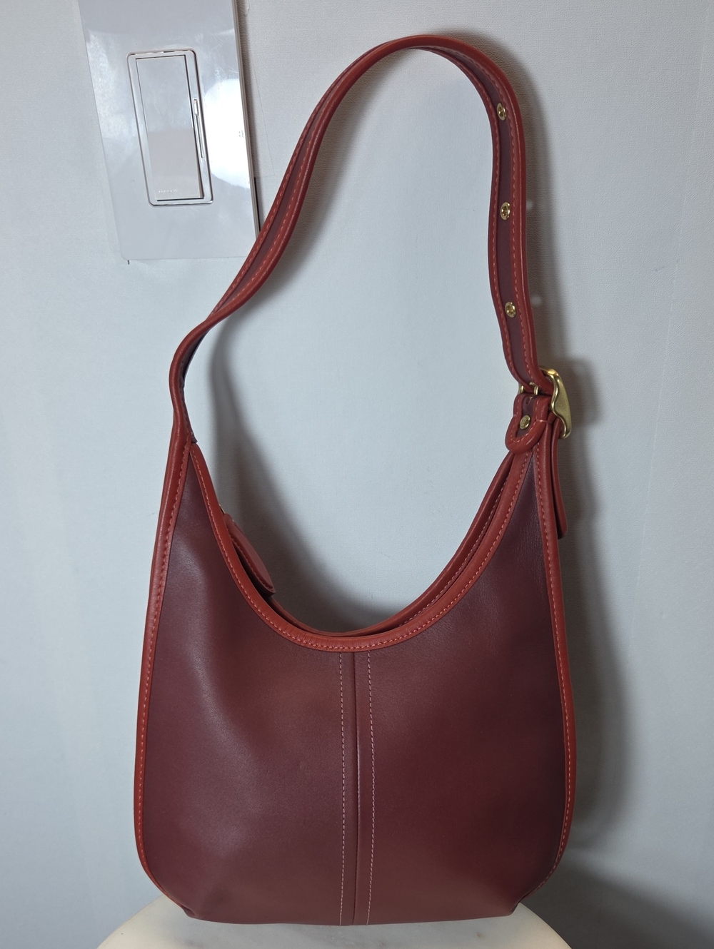 Coach Ergo Leather Shoulder Bag In Colorblock Oxblood/wine RARE